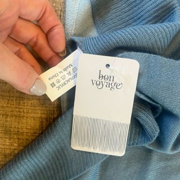 Bon Voyage Blue Ombre Cardi-Shawl NEW NWT Buttons Acrylic Shawl Wrap - Picture 4 of 7